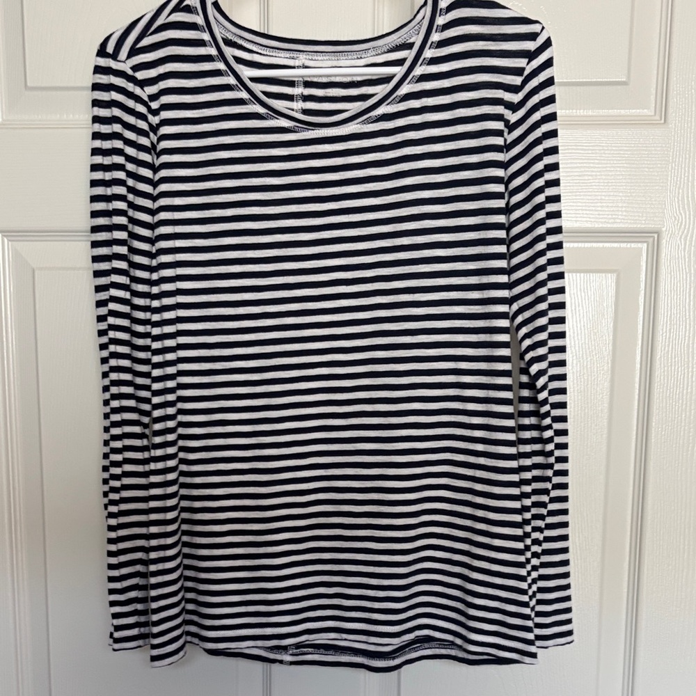 Caslon Navy & White Striped Long Sleeve